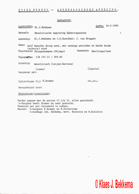 Egbertsgaasten voorbeeld dagrapport